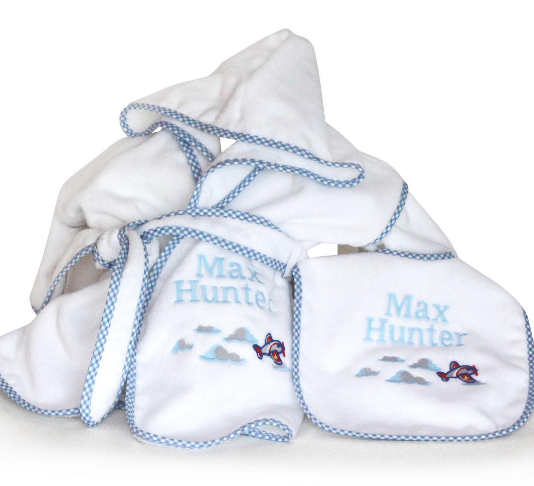 Custom Monogram/Name Embroidered Gift/Present/Infant/Baby Shower or Birth Baby Robe & Bathrobe Blue Penguin Personalized Baby Bathrobe